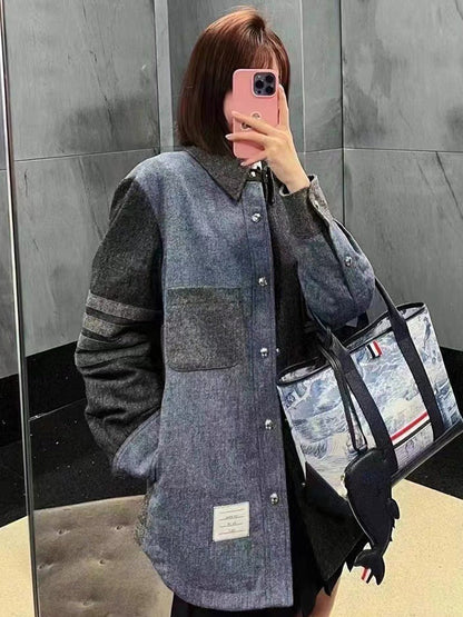 denim patchwork shirt THOM TREND