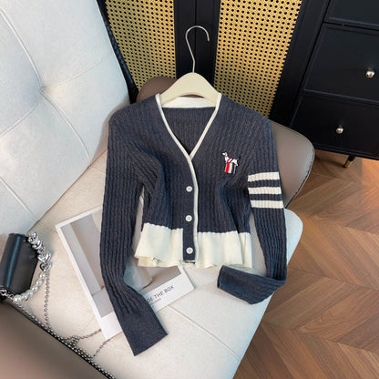 2025SS  Contrast color cardigan + skirt THOM TREND