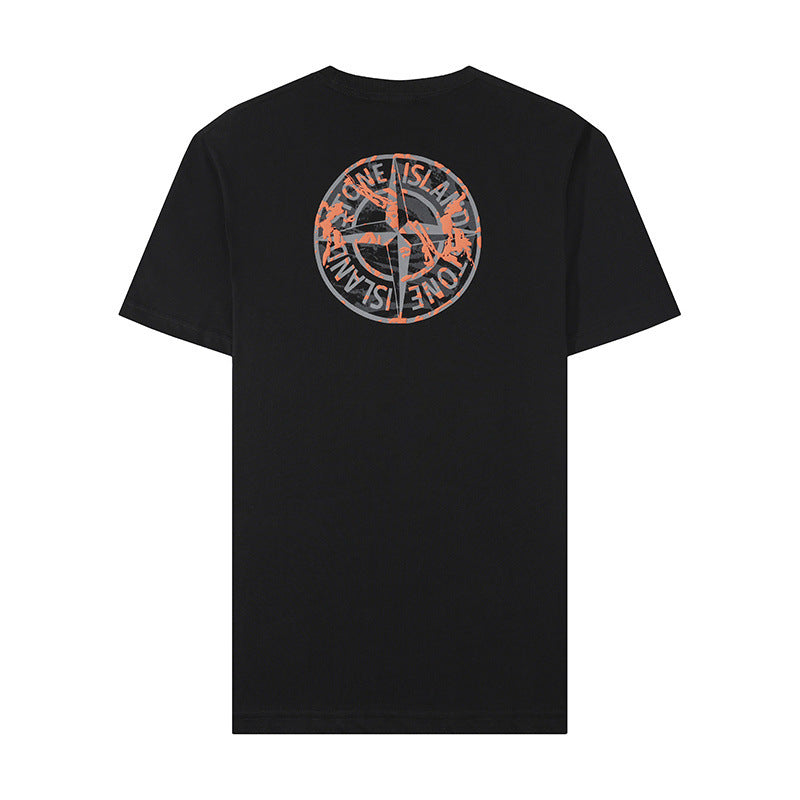 Stone Island Orange Overlay Compass Back Graphic T-Shirt - White back view
