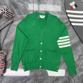 Thom Browne Unisex V-Neck Knit Cardigan with Four-Bar Stripes