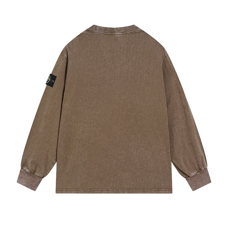 Stone Island Compass Badge Washed Oversized Long-Sleeve Tee - Black product detail view