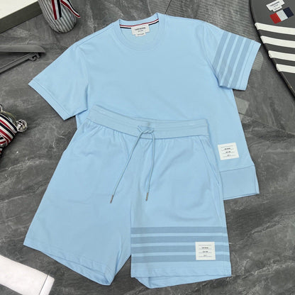 Colorblock Wave-Stripe Polo Tee – Unisex Summer Short Sleeve（副本） THOM TREND