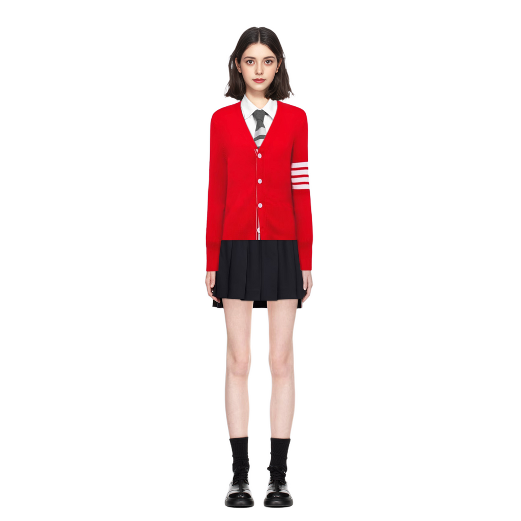 sweater jacket by Thom Browne, knitwear detail view