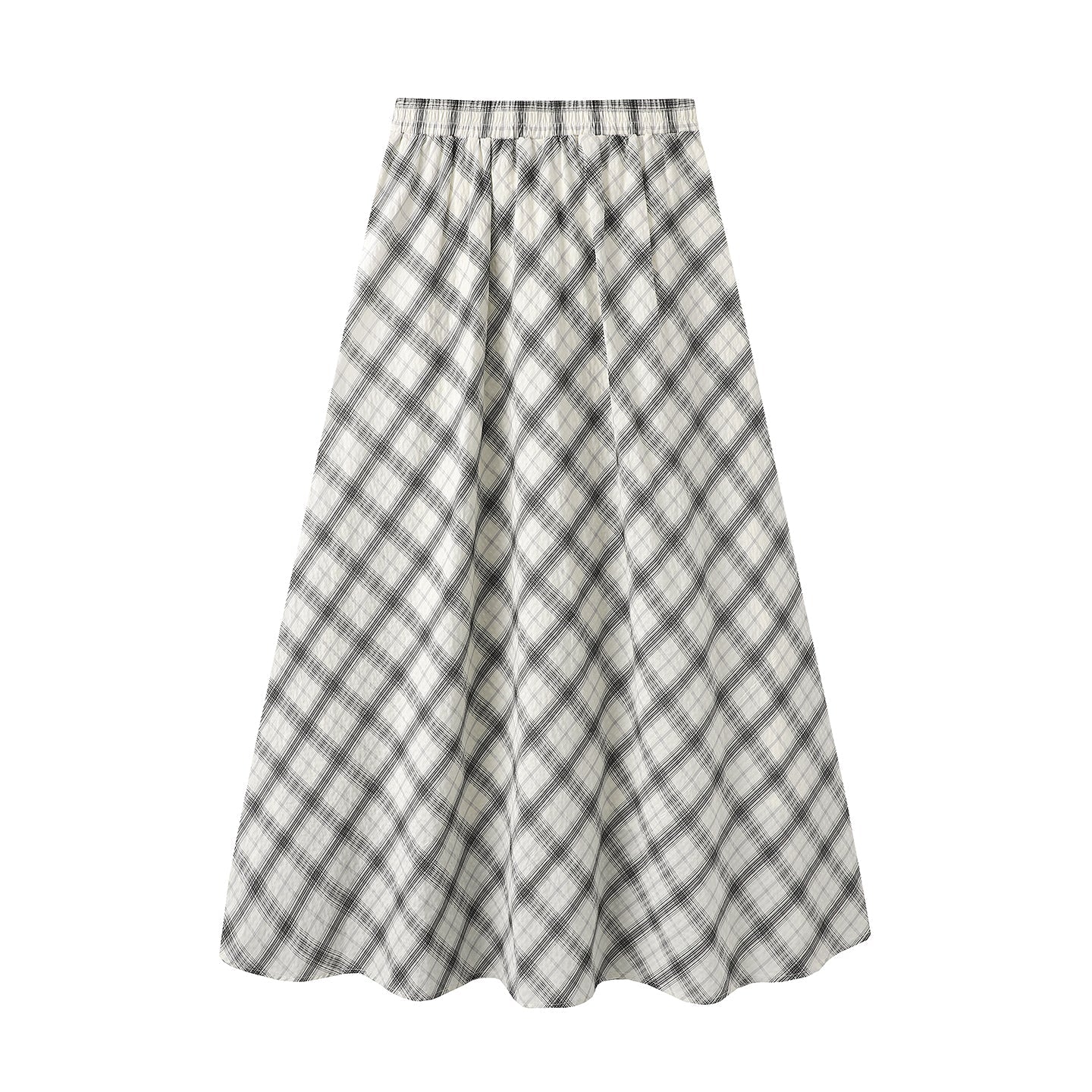 2025SS Plaid A-line midi skirt THOM TREND