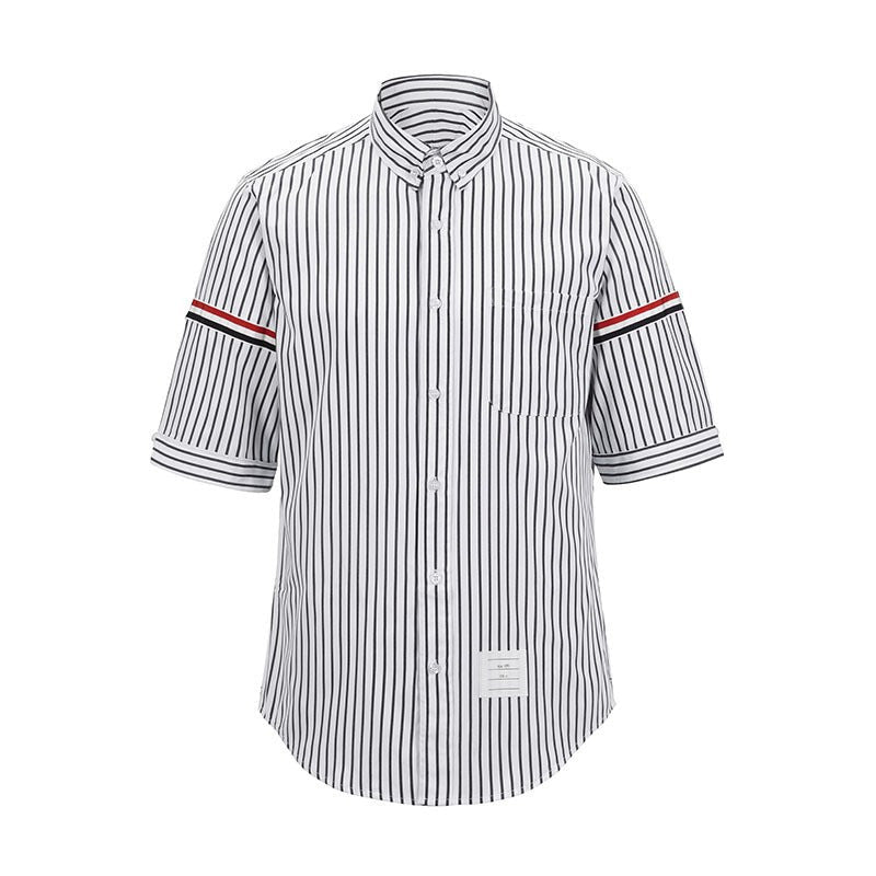 Unisex Pocket Webbing Short-Sleeve Shirt by Thom Browne, shirt detail view