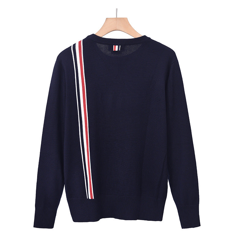 Four-Bar Wool Pullover Sweater by Thom Browne, knitwear detail view
