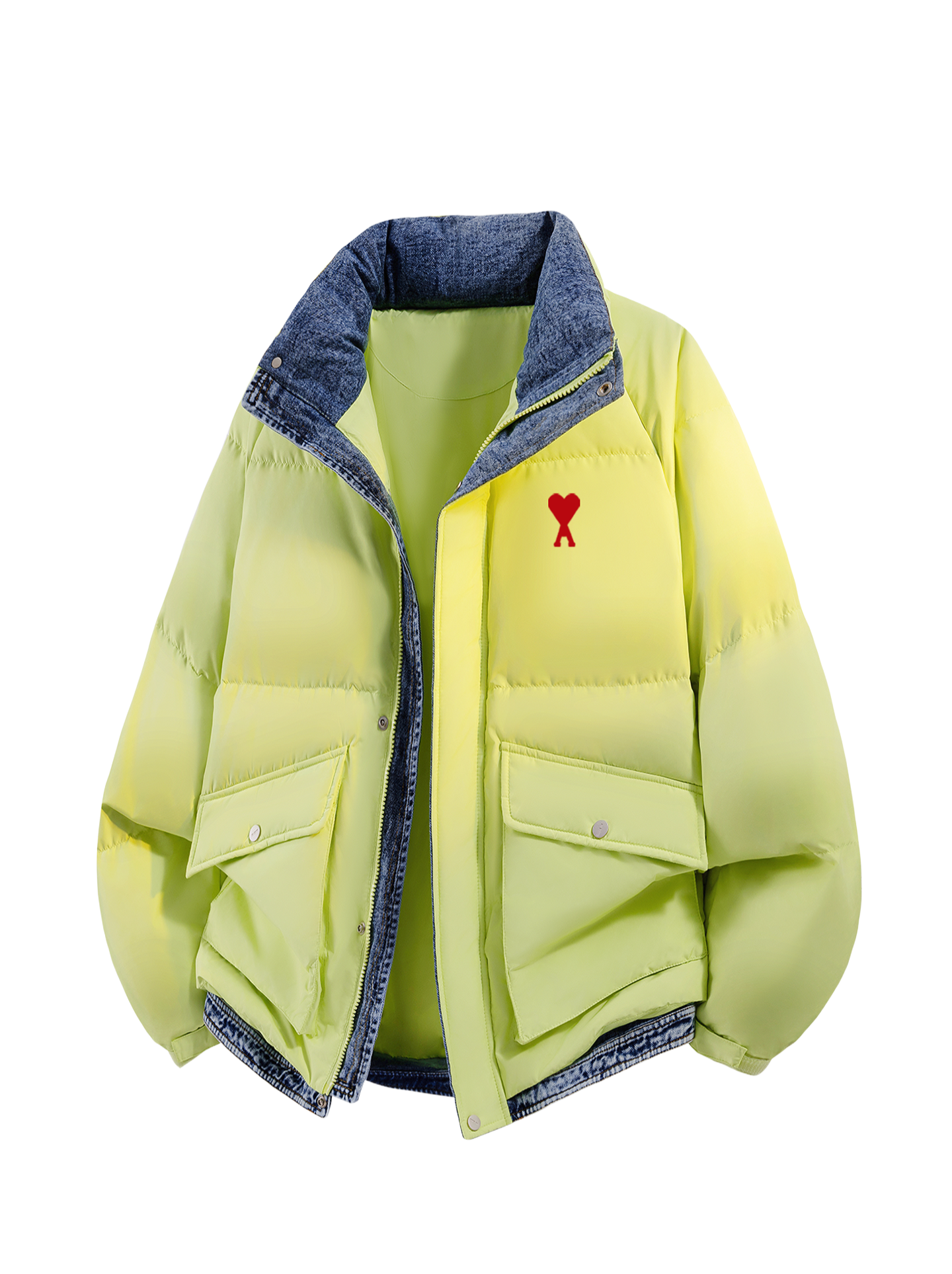 Denim patchwork down jacket THOM TREND