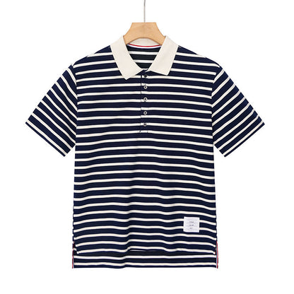 2025SS Striped Lapel T-shirt THOM TREND