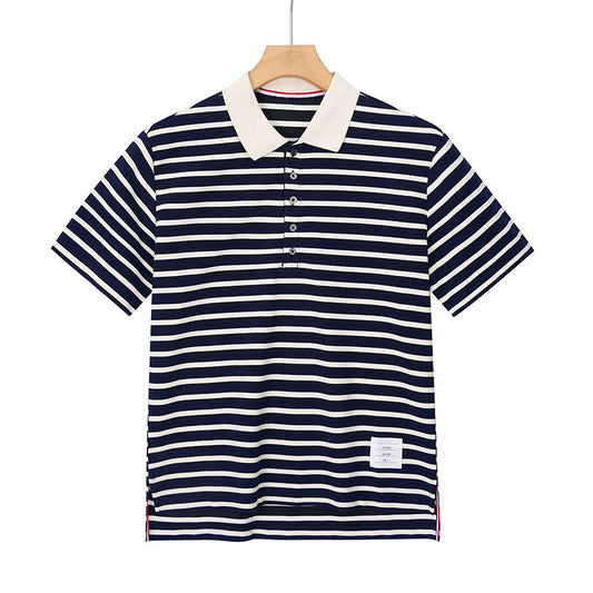 2025SS Striped Lapel T-shirt THOM TREND