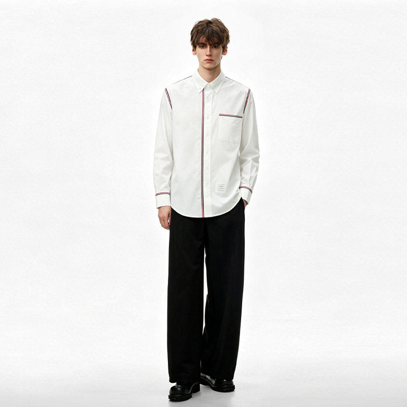 Tricolor Stripe Oxford Shirt – Unisex THOM TREND