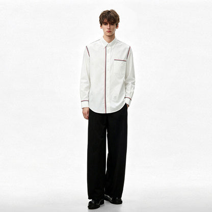 Tricolor Stripe Oxford Shirt – Unisex THOM TREND