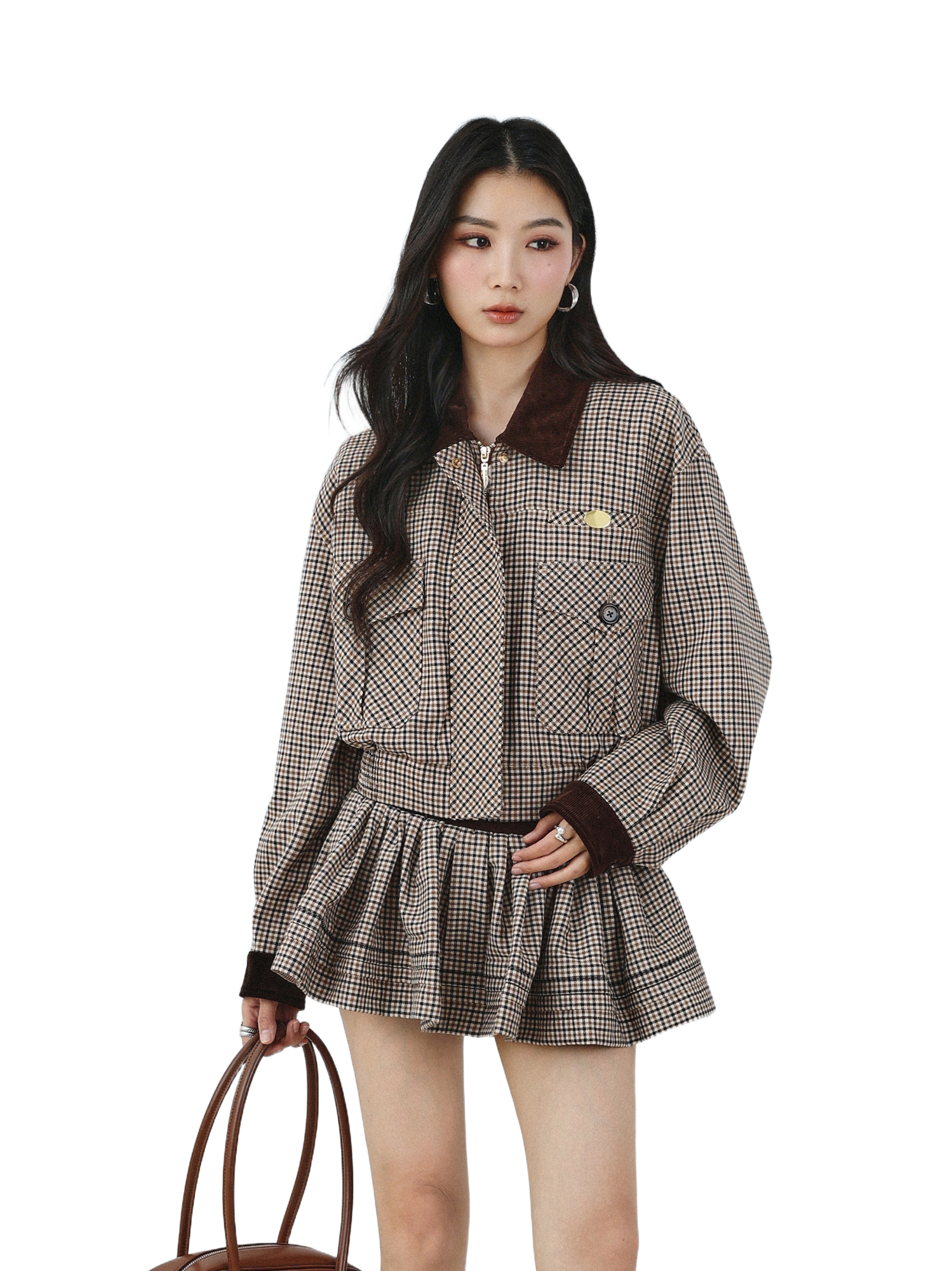 plaid patchwork jacket + skirt THOM TREND