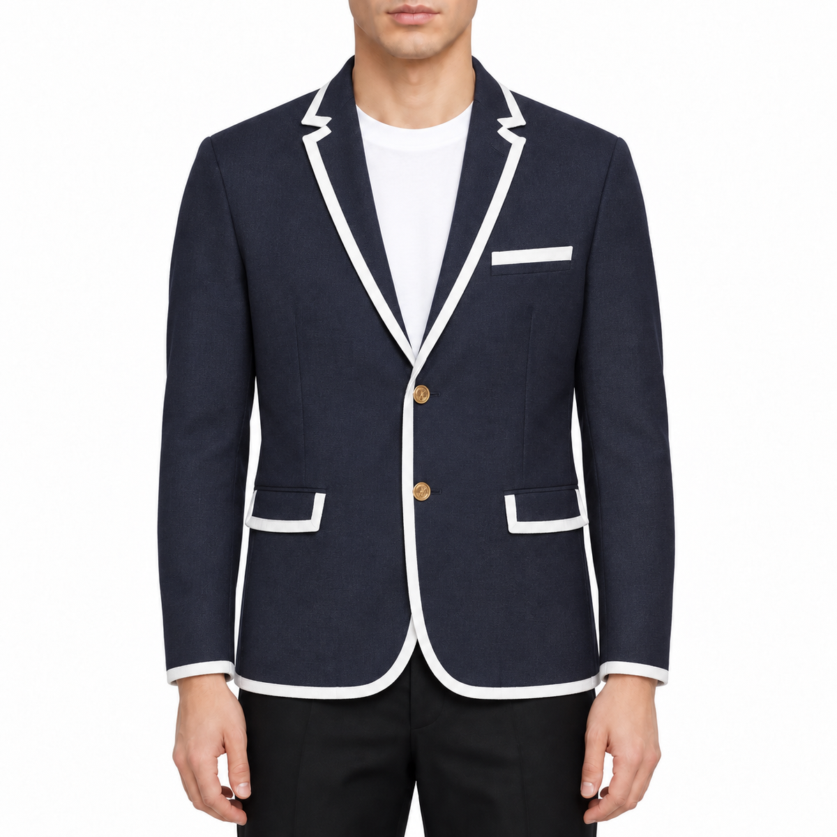 Slim - Fit Oxford Shirt - 100% Cotton - Quality Craftsmanship by Thom Browne, modeled on a pure white background