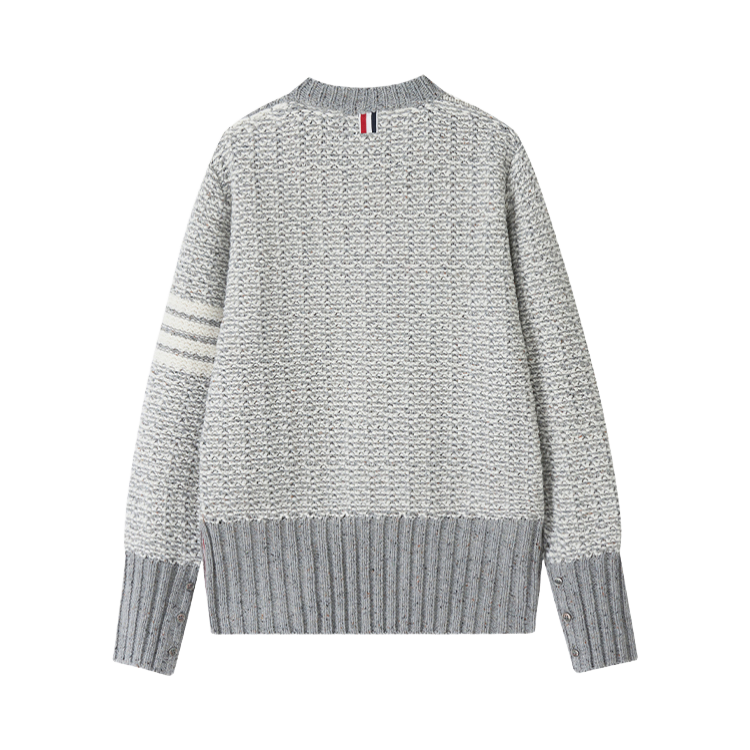 Snowflake Chunky Wool Crewneck Sweater by Thom Browne, knitwear detail view