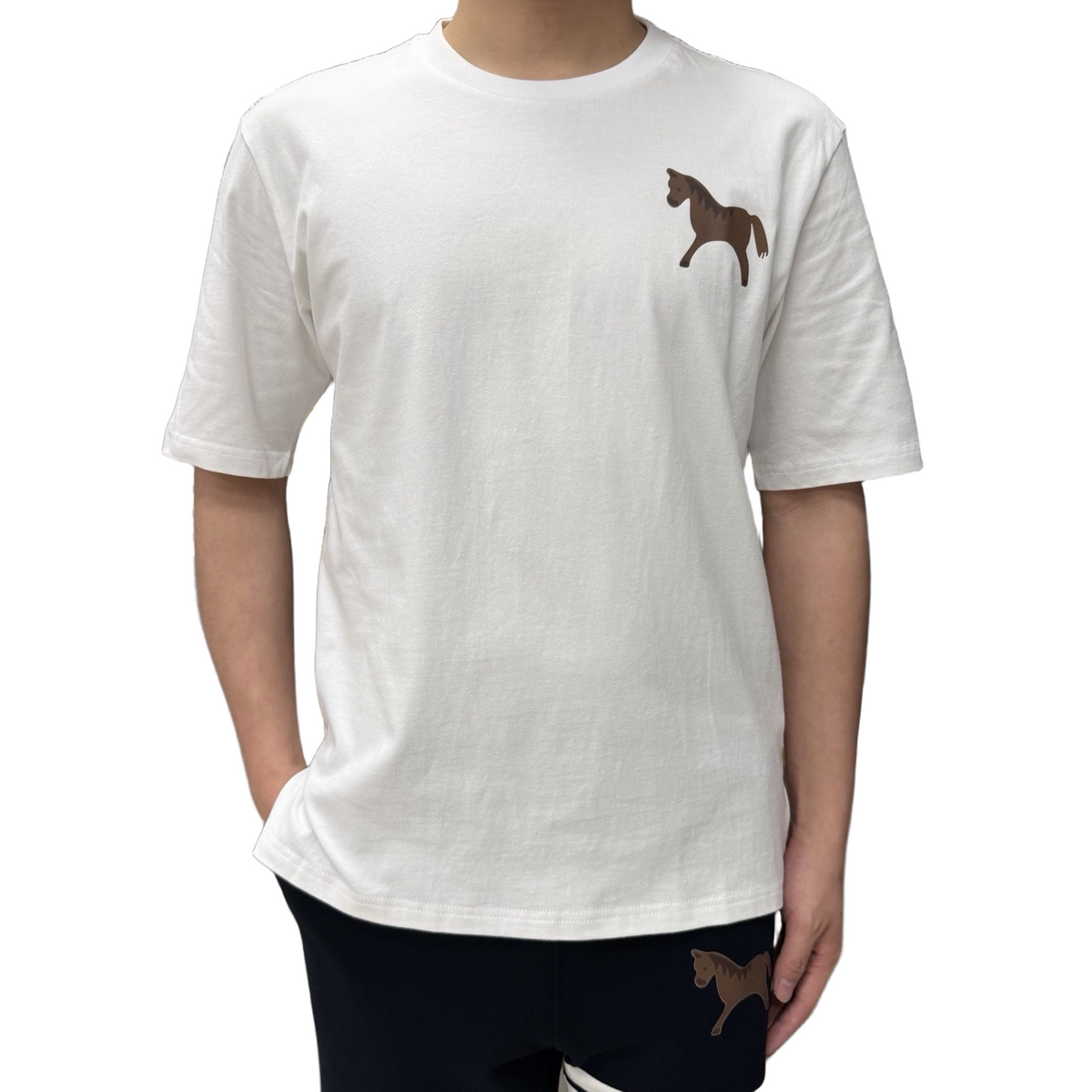 Four-Bar Crew Neck Short Sleeve T-Shirt by Thom Browne, product detail view