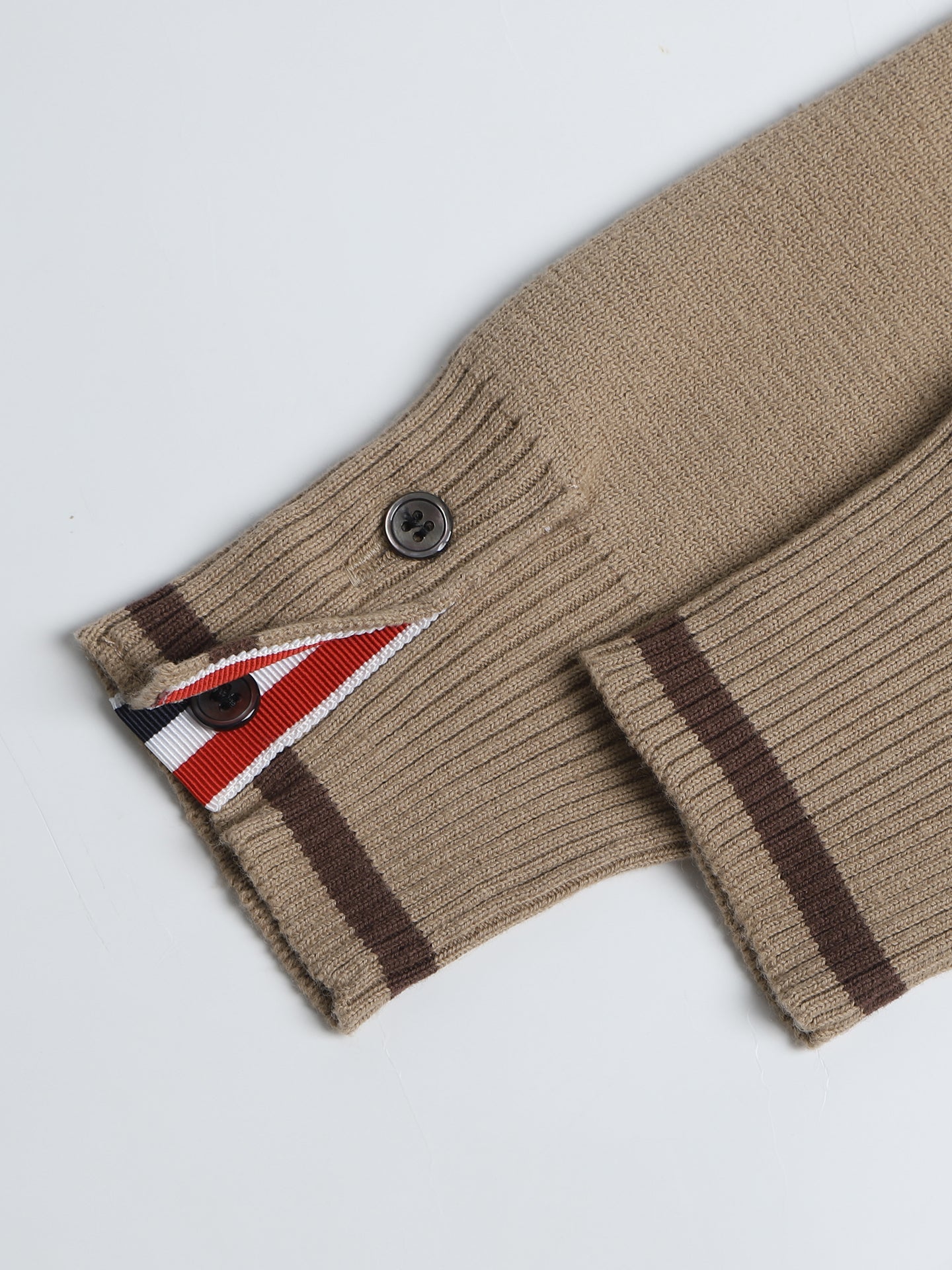 2025SSS Khaki colorblock sweater jacket THOM TREND