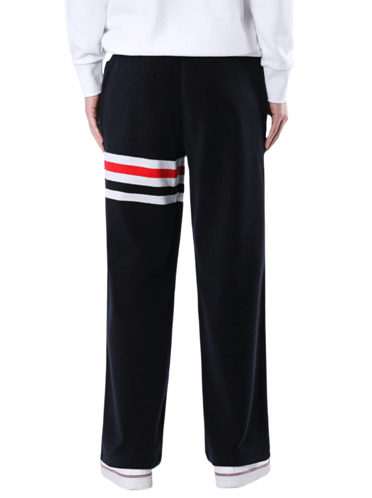 Thom Browne Style Unisex Straight-Leg Trousers with Signature Four-Bar Detail - Image 4