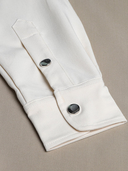 Khaki color-blocked shirt THOM TREND