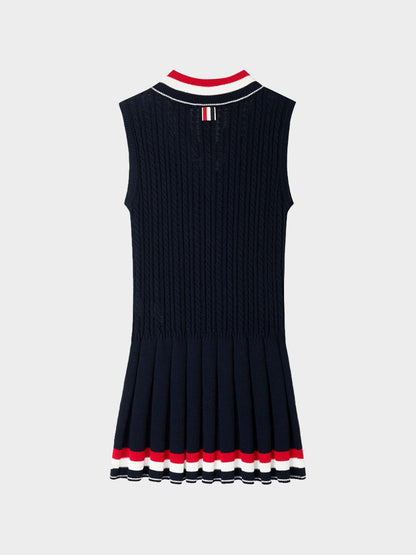 Striped V-Neck Sleeveless Knit Dress