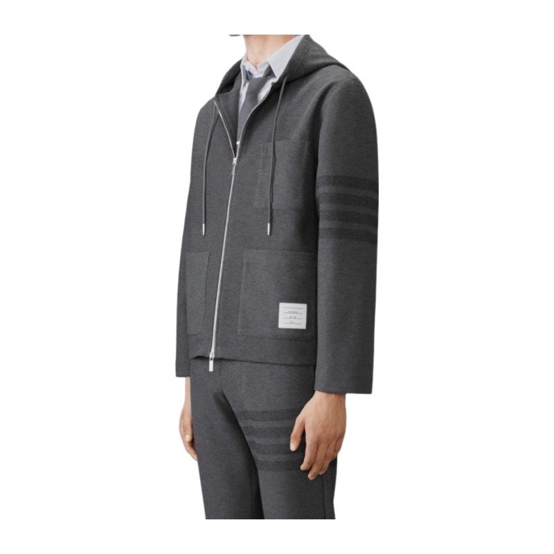 Hooded jacket by Thom Browne, outerwear detail view