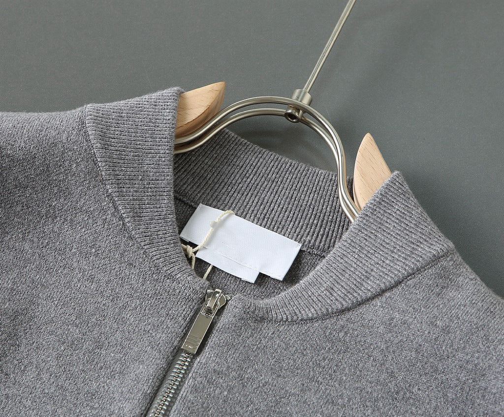 Thom Browne Unisex Zip-Up Knit Bomber Jacket with Tonal Four-Bar Detail
