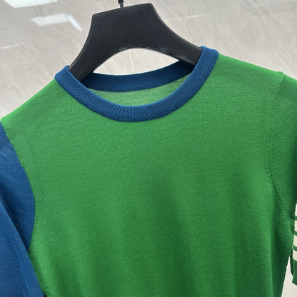 Color-Block Crew-Neck Short-Sleeve Knit Top