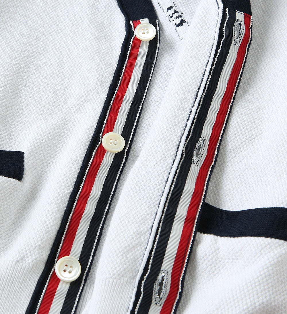 Thom Browne Unisex Tennis Racket V-Neck Knit Cardigan