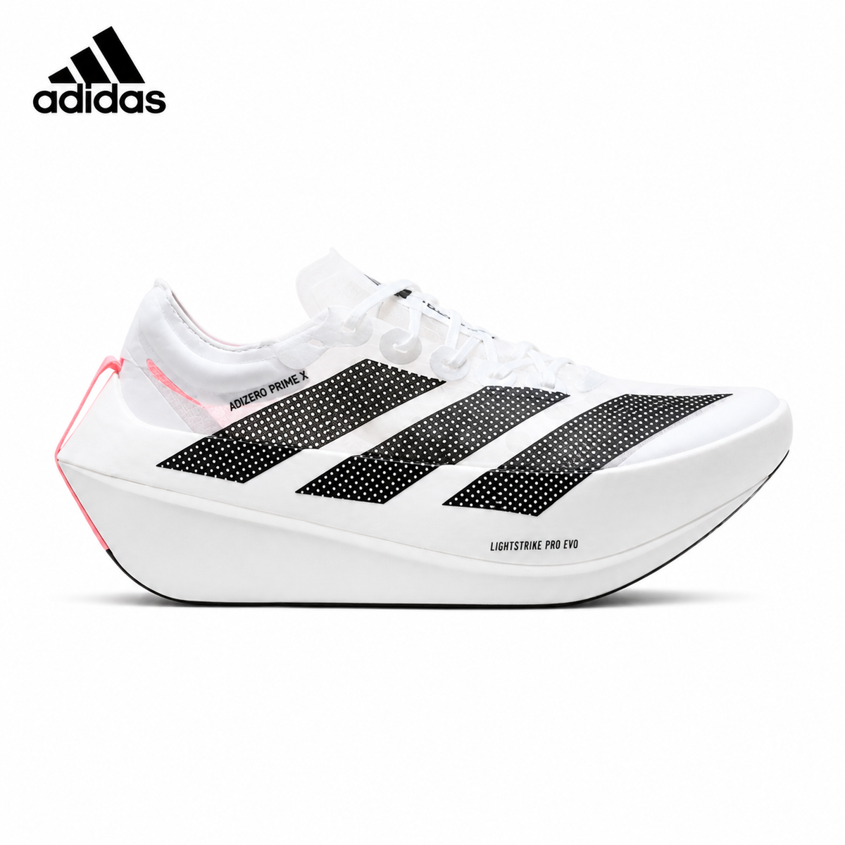 Adidas K81802150 men's running shoes in White/Black - single shoe side profile