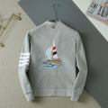 Thom Browne Unisex Sailboat V-Neck Cardigan with Four-Bar Stripes