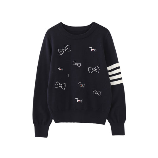 Jacquard Bow Sweater Jacket