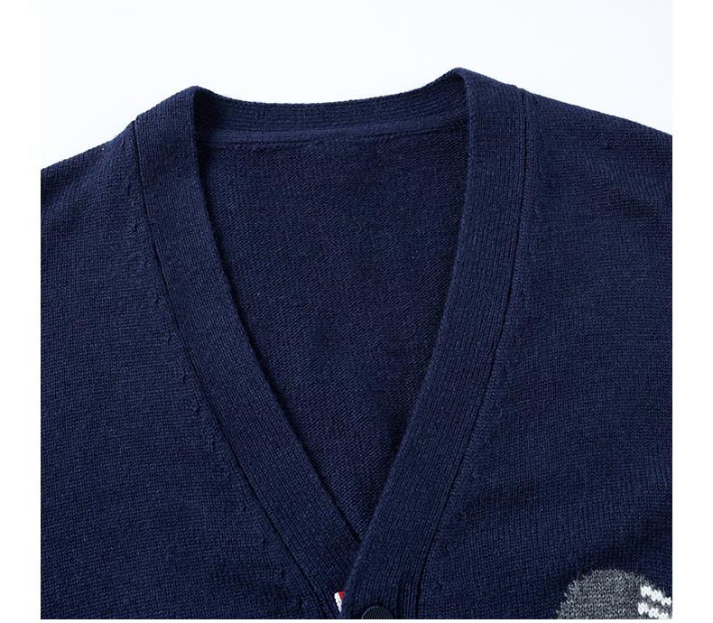 Unisex Puppy Cardigan by Thom Browne, knitwear detail view
