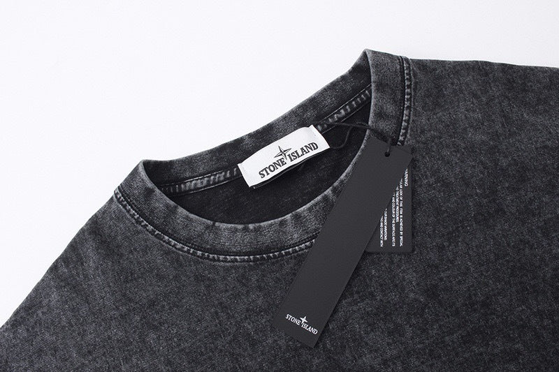Stone Island Compass Badge Washed Oversized Long-Sleeve Tee - Black product detail view