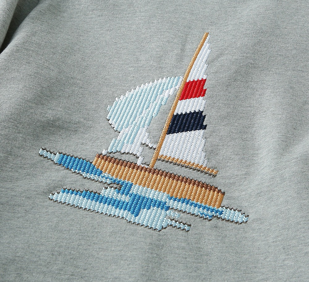 Thom Browne Unisex Sailboat V-Neck Cardigan with Four-Bar Stripes