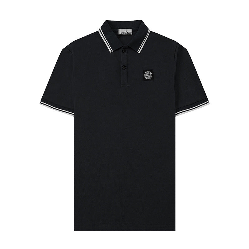Stone Island Compass Badge Contrast Trim Polo Shirt - Gray product detail view