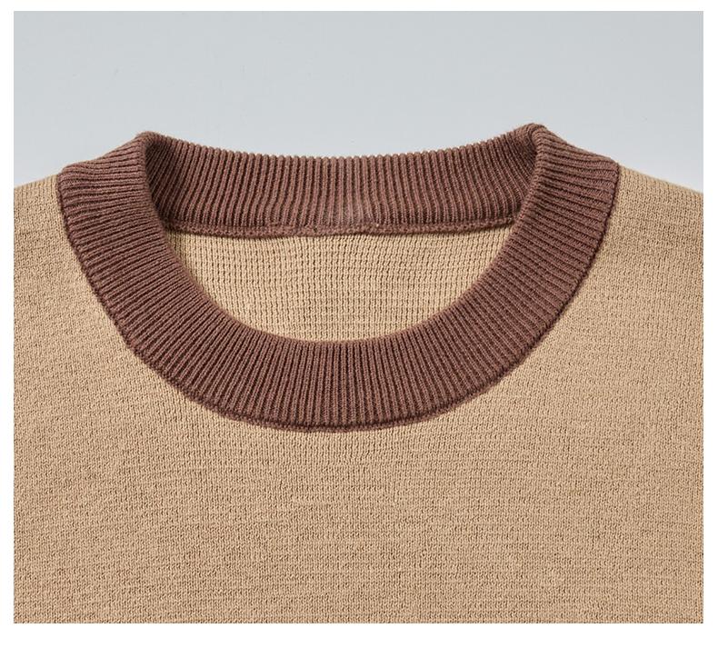 2025SSS Khaki color-block sweater THOM TREND