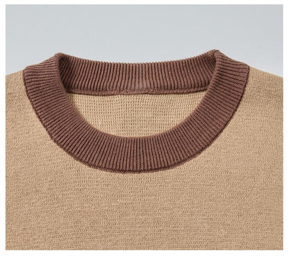 2025SSS Khaki color-block sweater THOM TREND