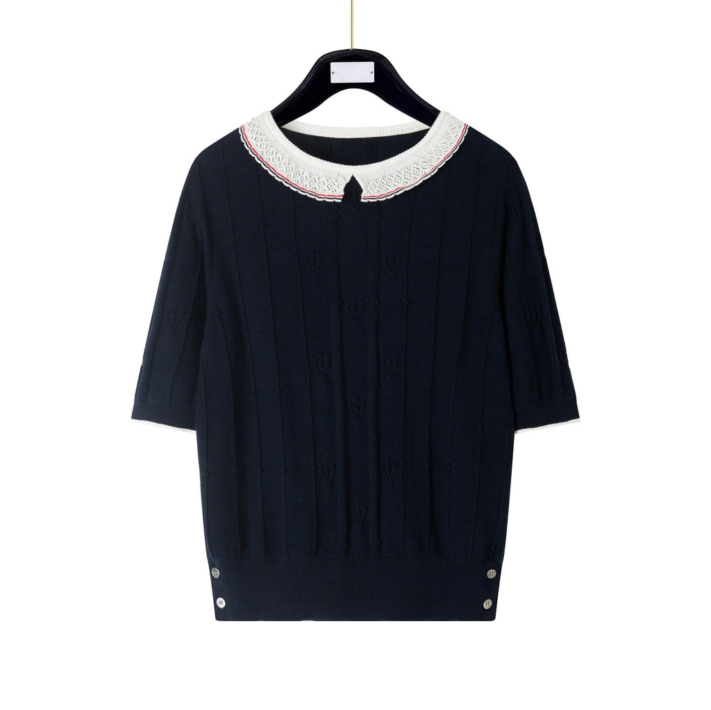 New Lace-Collar Knitted T-Shirt - Image 2