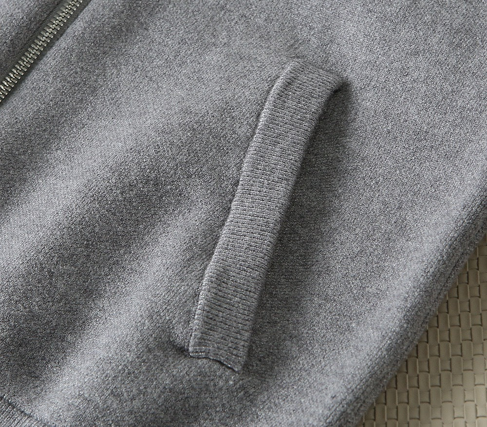 Thom Browne Unisex Zip-Up Knit Bomber Jacket with Tonal Four-Bar Detail