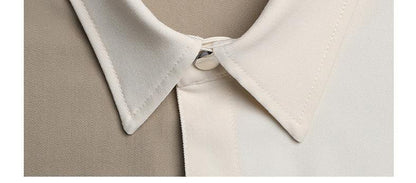 Khaki color-blocked shirt THOM TREND