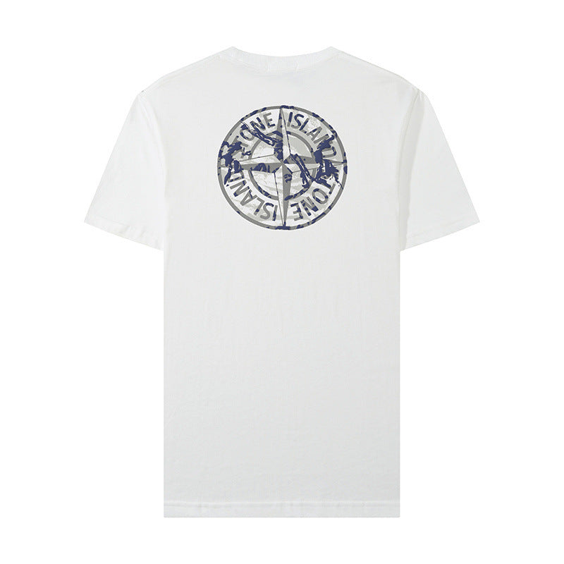 Stone Island Orange Overlay Compass Back Graphic T-Shirt - White product detail view