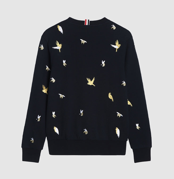 Premium 100% Cotton Embroidered Zip - Up Hoodie - Full - Zip Hooded Sweatshirt by Thom Browne, garment detail view