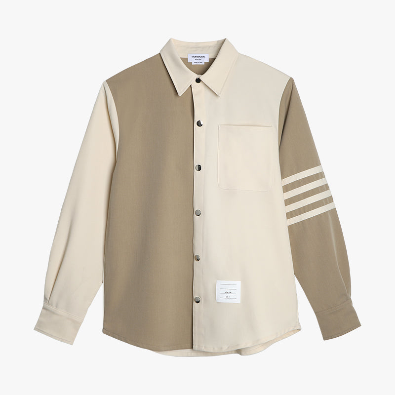 Khaki color-blocked shirt THOM TREND