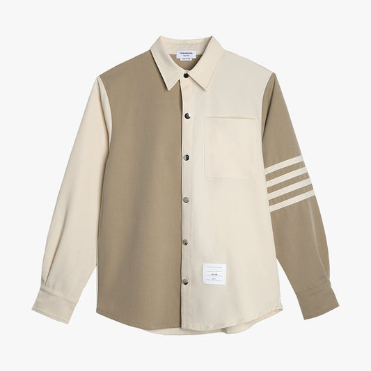 Khaki color-blocked shirt THOM TREND