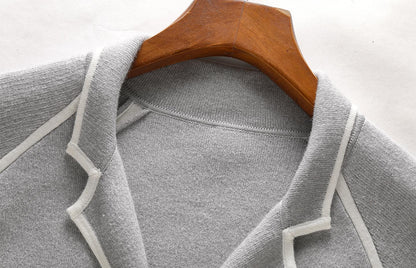 2025SS  Suit collar mid-length knitted jacket THOM TREND