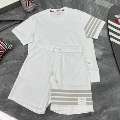Colorblock Wave-Stripe Polo Tee – Unisex Summer Short Sleeve（副本） THOM TREND