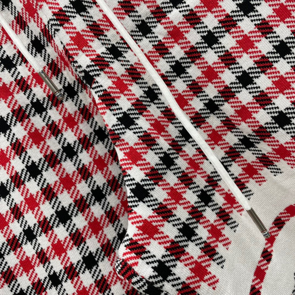 Thom Browne Style Men's Cotton Casual Shorts - Signature Four-Bar Detail Lattice Pattern - Image 6