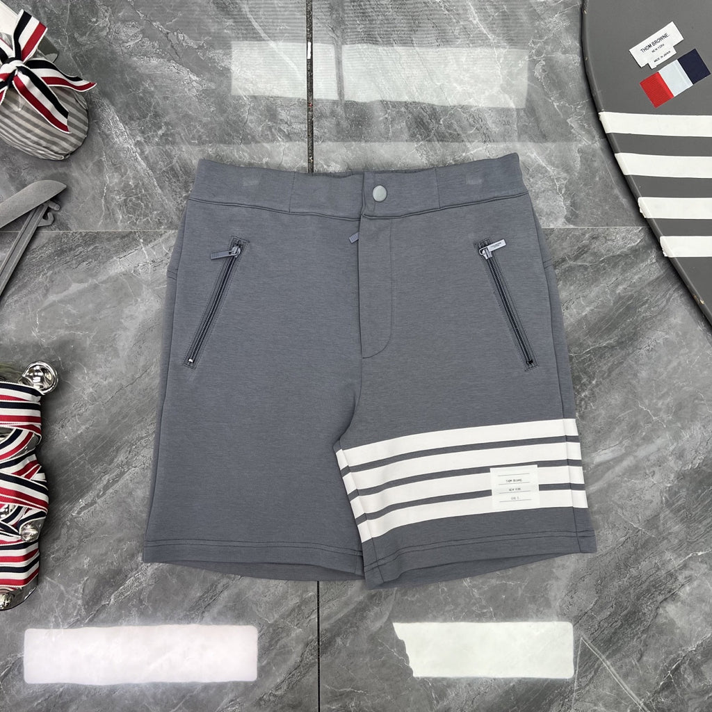 Thom Browne Style Four-Bar Knee-Length Shorts