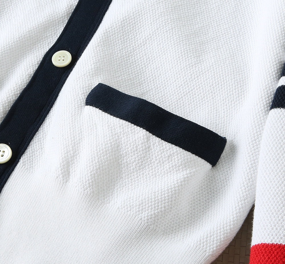 Thom Browne Unisex Tennis Racket V-Neck Knit Cardigan