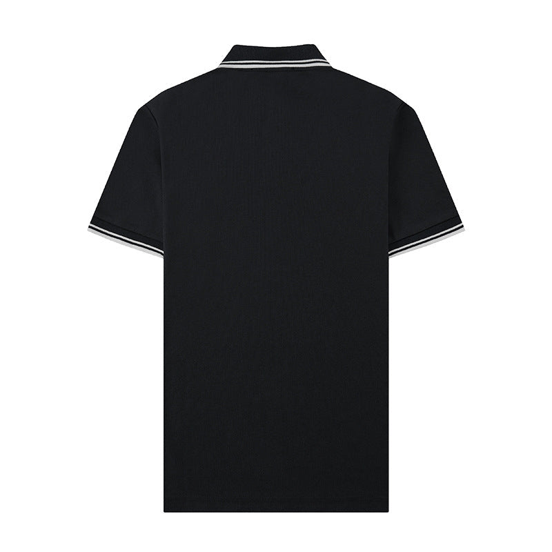 Stone Island Compass Badge Contrast Trim Polo Shirt - Black product detail view
