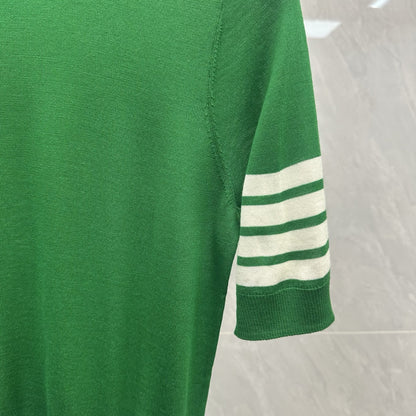 Color-Block Crew-Neck Short-Sleeve Knit Top